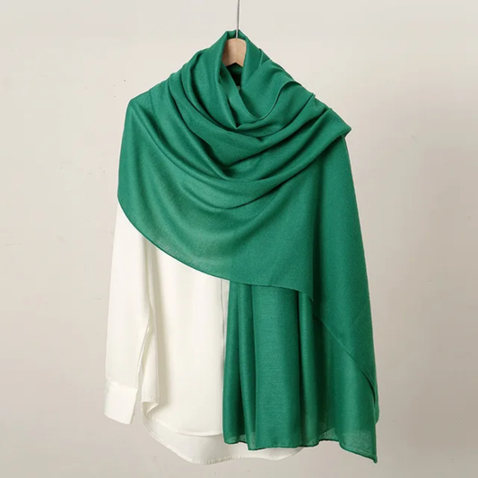 Green Premium Plain Viscose Cotton Scarves