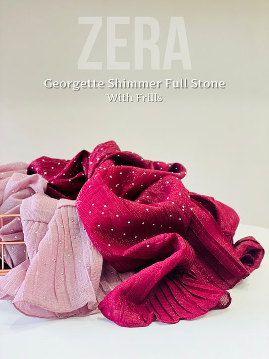 Zera Georgette Shimmer Frill Stone Hijabs