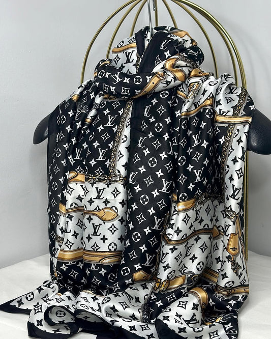 Brand Printed L Silk Scarf