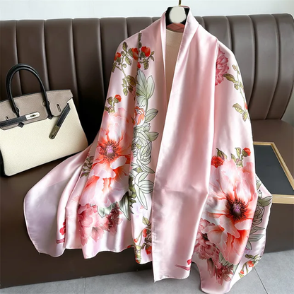 Pink Autumn Breeze Printed Silk Scarf