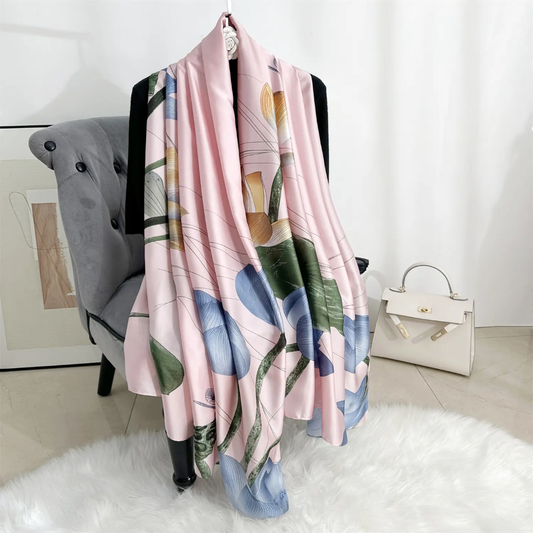 Blooming Lotus Pink Silk Scarf