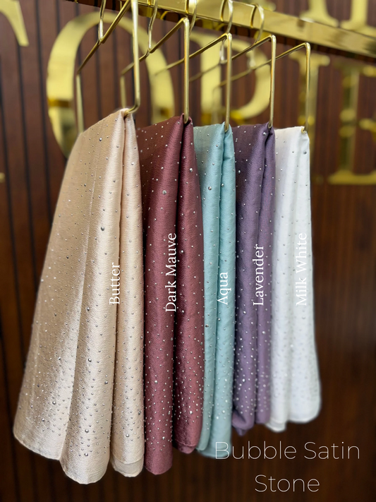 Bubble Satin Heavy Stone Hijabs