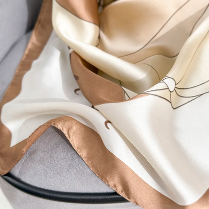 Brown Conceptual Printed Silk Scarf