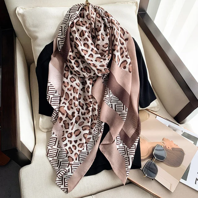 Pink Chain Animal Printed Viscose Scarf