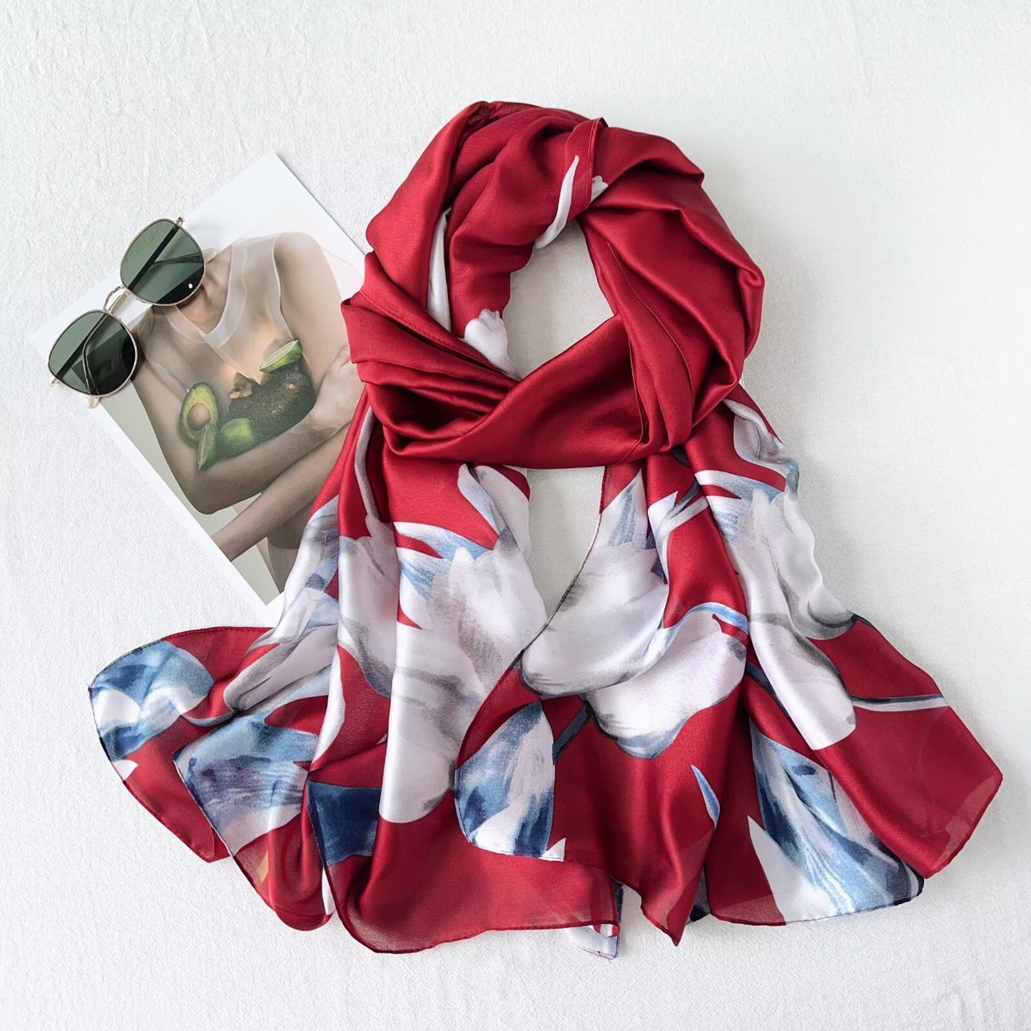 Tulip Winter Printed Silk Scarf
