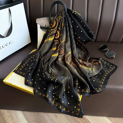 Peacock Bloom Printed Silk Scarf
