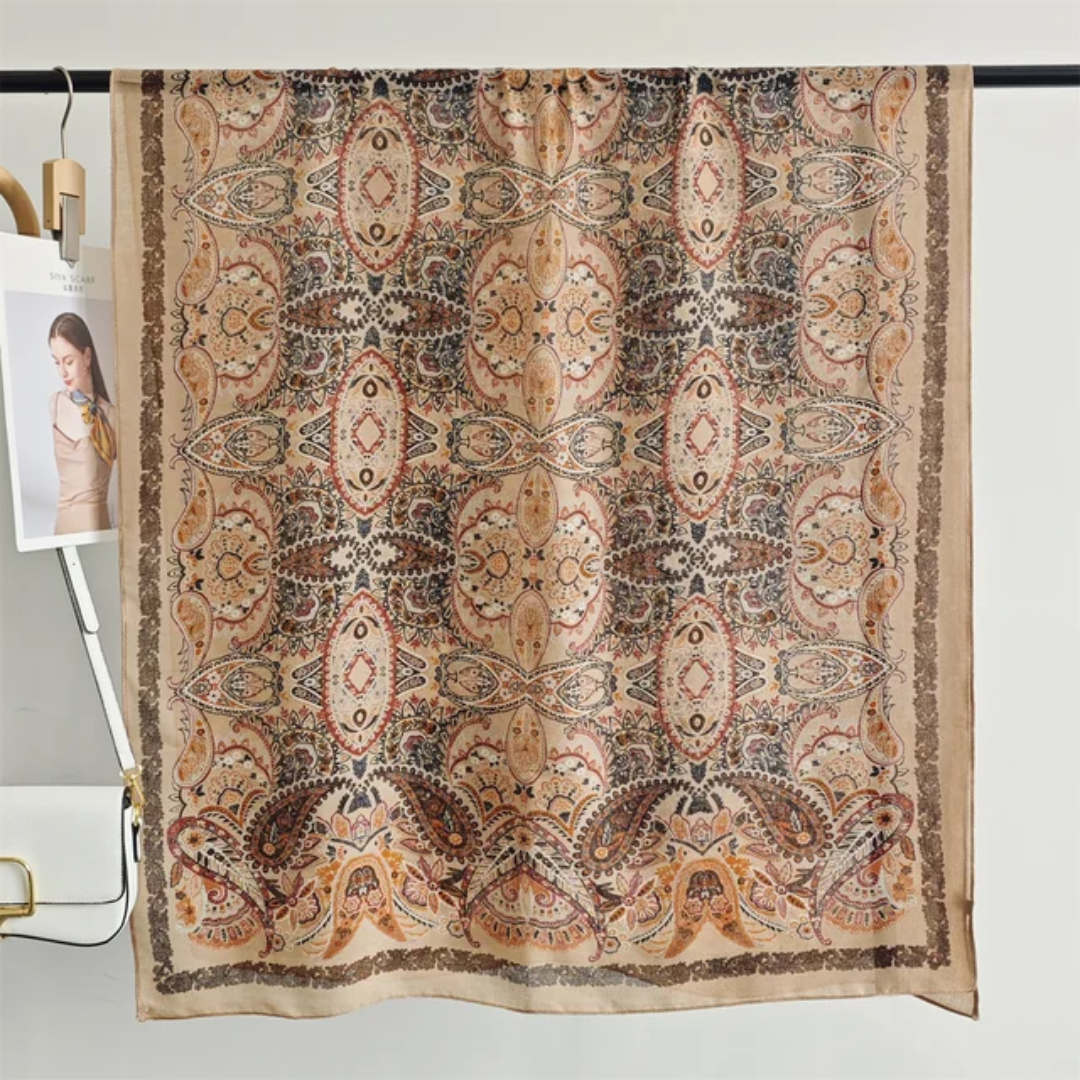 Beige Meher Printed Viscose Scarf