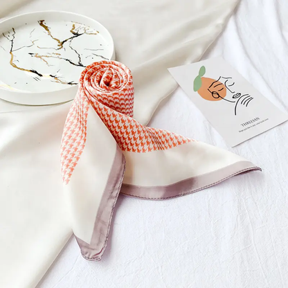 Frontier Star Orange Print Silk Square Scarves 70 CM