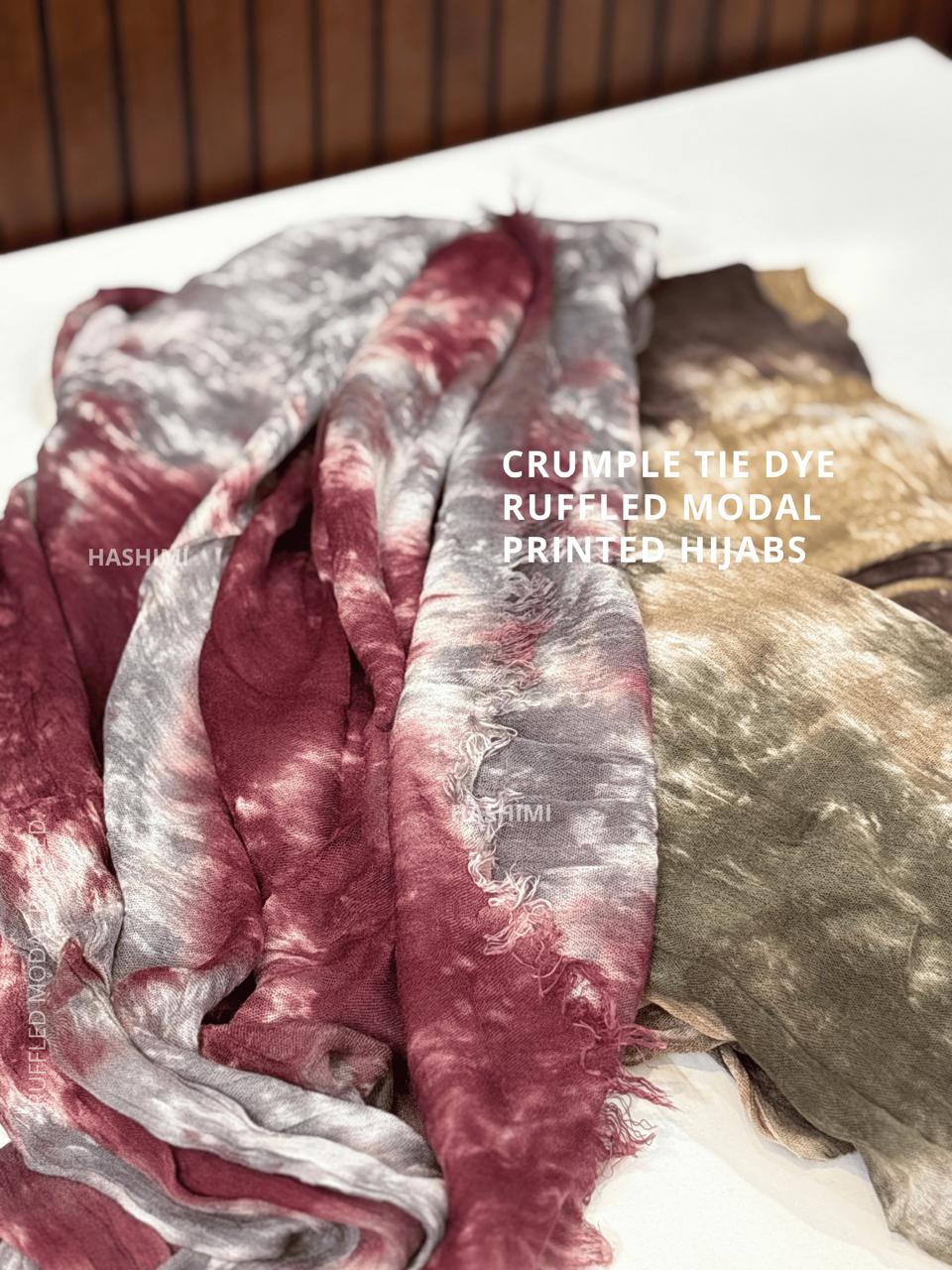 Crumple Tie Dye Ruffled Modal Printed Hijabs
