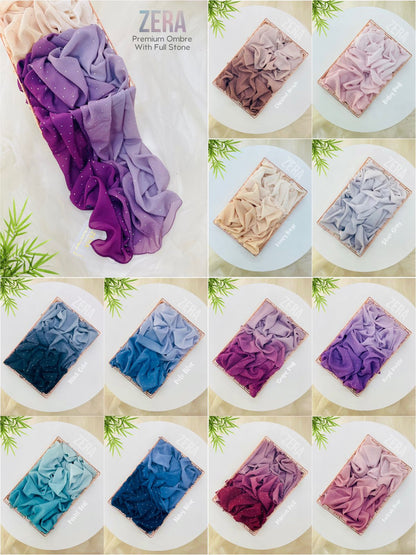 Zera Premium Ombre With Full  Stone Hijabs