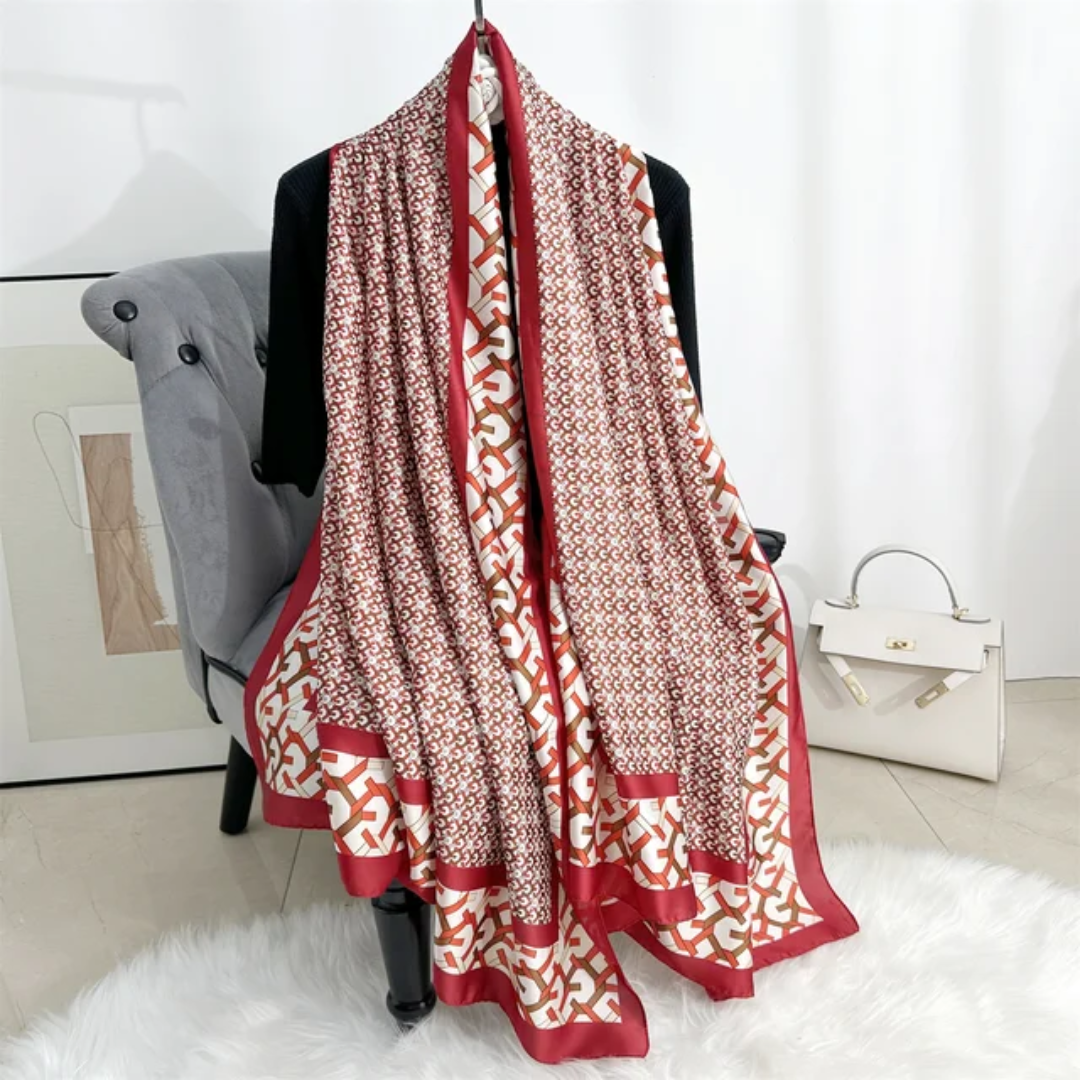 Red Ziva Abstract Printed Silk Scarf Summer Edition 26'