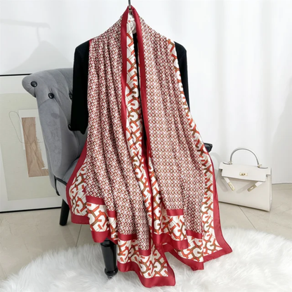 Red Ziva Abstract Printed Silk Scarf Summer Edition 26'