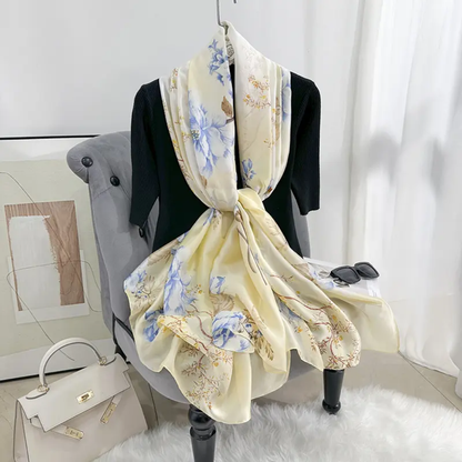 Flower Tree Printed Silk Scarf
