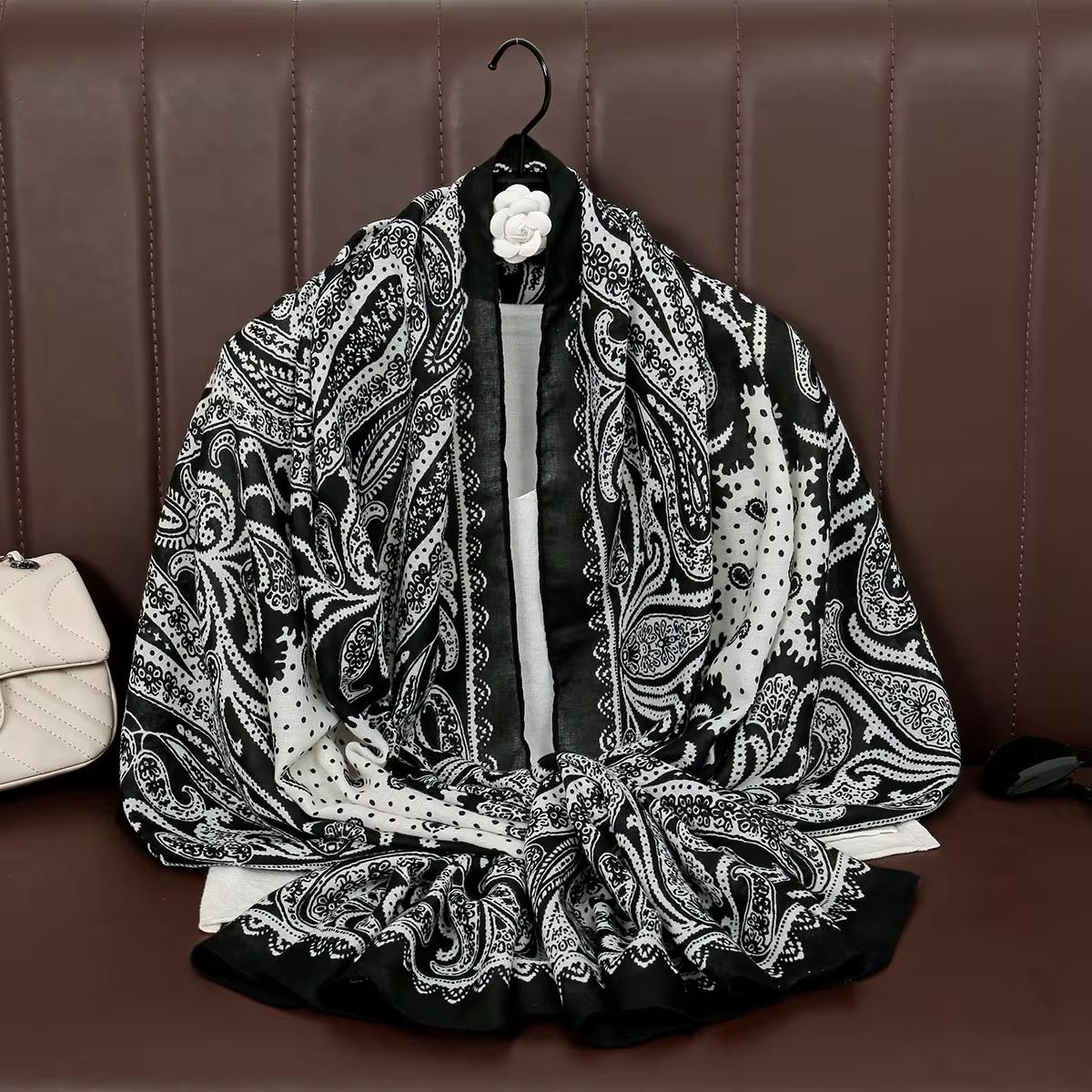 Black White Polka Mehendi Printed Summer Edition 26’ Viscose Scarf