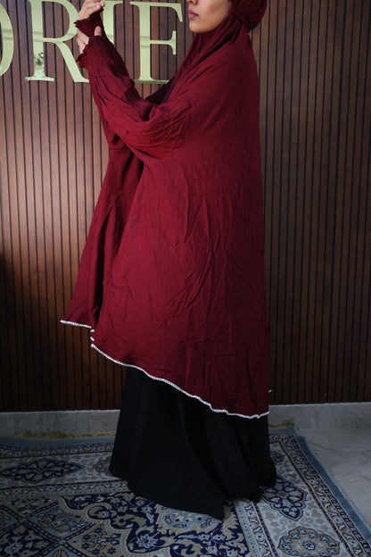 Maroon Wine Prayer Makhana Hijab for Salah