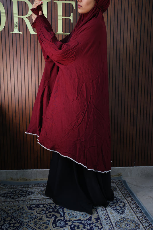 Maroon Wine Prayer Makhana Hijab for Salah