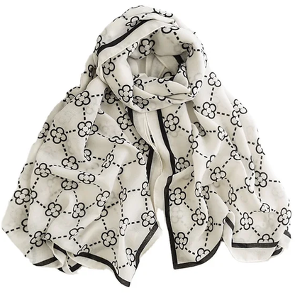 Ace Black And White Viscose Scarf