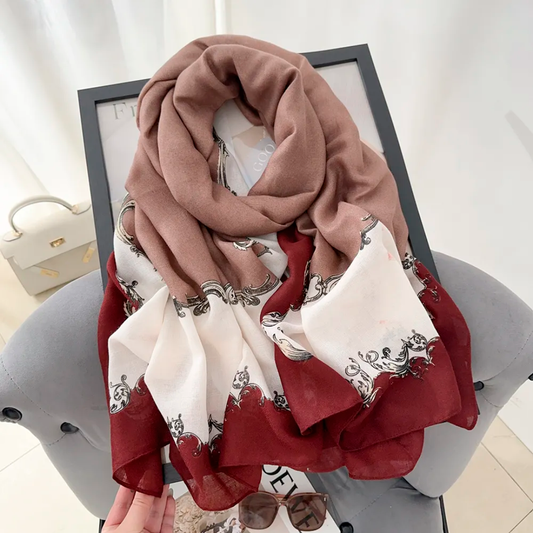 Cherry Motif Printed Viscose Scarf