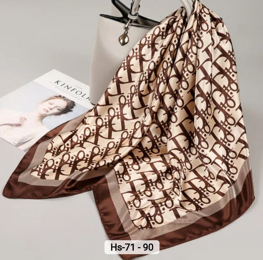 Dio Brown Printed Viscose Scarf