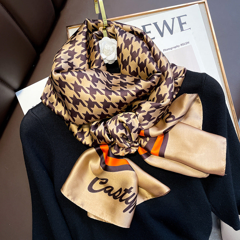 Geo Classic Winter Printed Silk Scarf