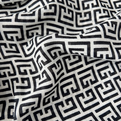 White F Black Lines Printed Viscose Scarf