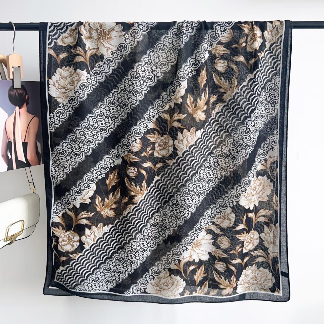 Floral Black Charm Hit Printed Viscose Scarf