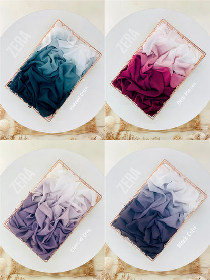 Zera Premium Ombre Malaysian Heavy Chiffon Hijabs 2M