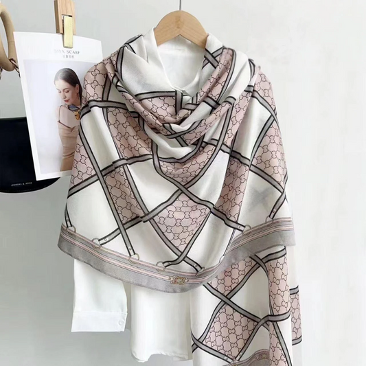 Pink Geometric Grace Printed Viscose Scarf