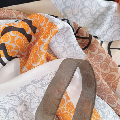 Coach Orange  Printed Silk Scarf Summer Edition 26'