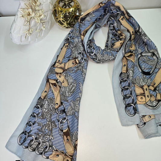 B Belt Art Printed Viscose Scarf