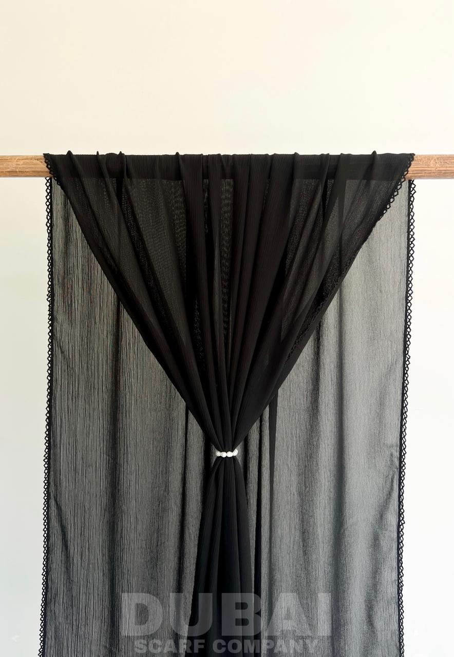 DSC Black Muna Chiffon Crochet Hijab