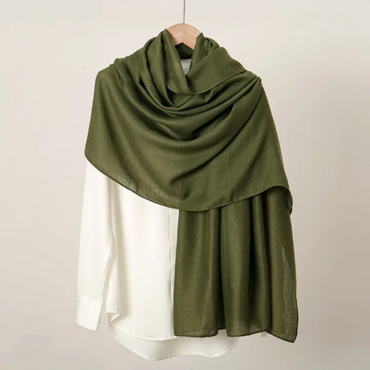 Olive Premium Plain Viscose Cotton Scarves