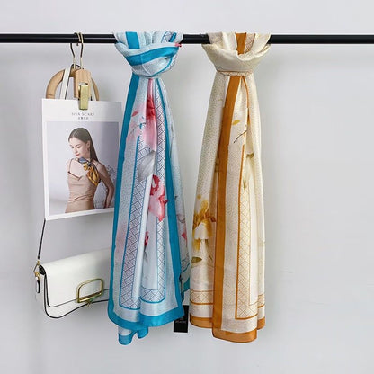 Teal Zahra Printed Silk Scarf Summer Edition 26'
