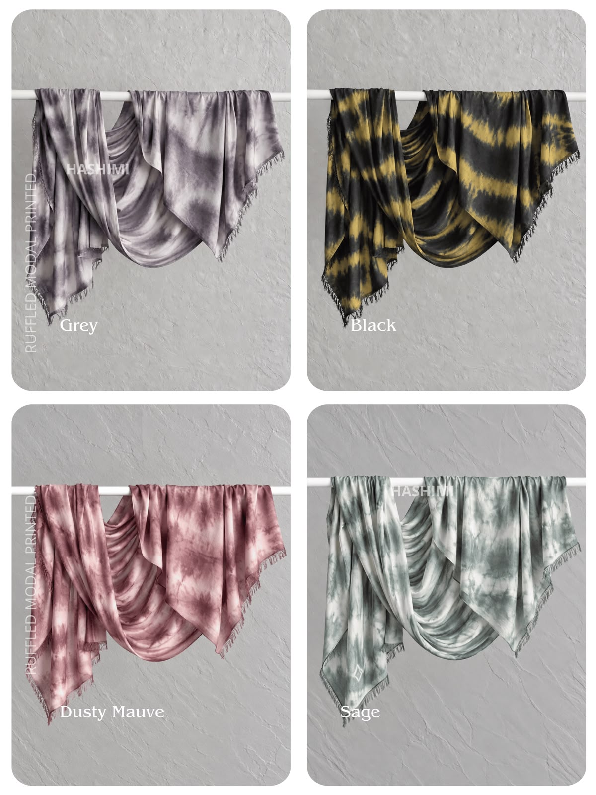 Cobalt Tie Dye Ruffled Modal Printed Hijabs