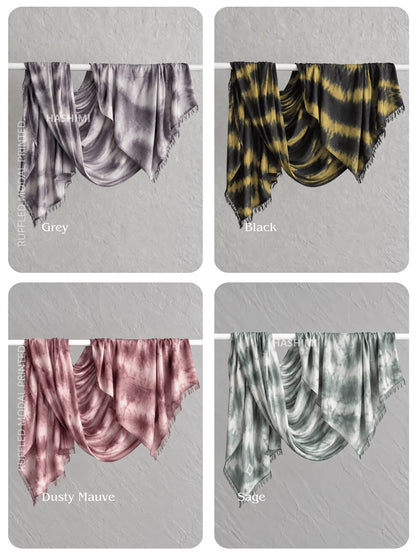 Cobalt Tie Dye Ruffled Modal Printed Hijabs