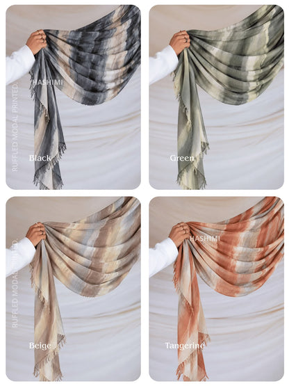 Smoke Tie Dye Ruffled Modal Printed Hijabs