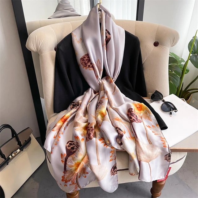 Enchanted Silver Printed Silk Scarf