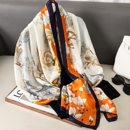 Orchid Bloom Printed Silk Scarf